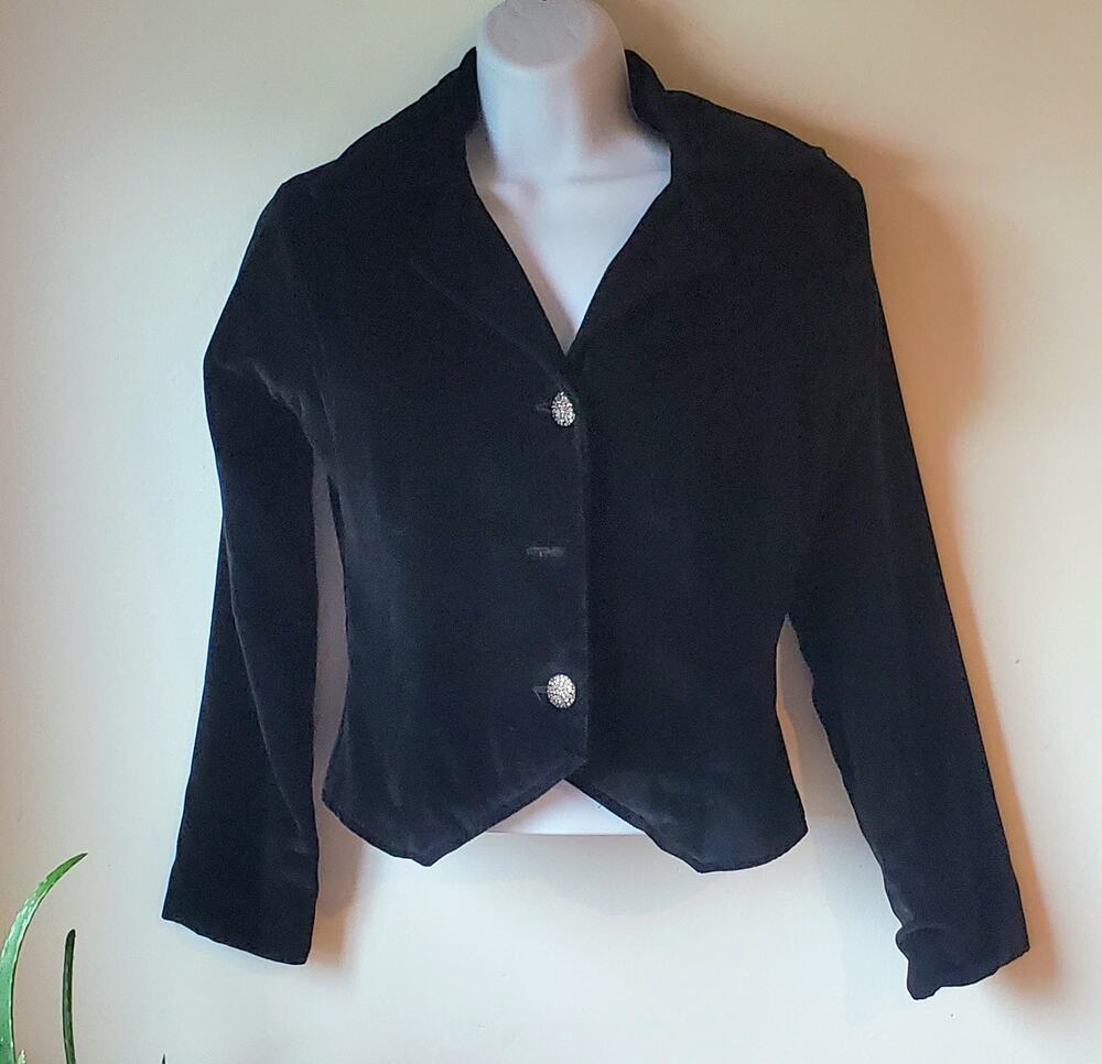 Victoria Costumeire Black Velvet Blazer Womens Soze Medium Cosplay Vamp Goth